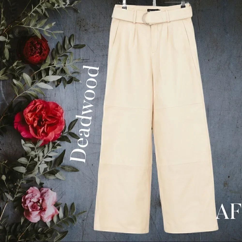 DEADWOOD POPPY LEATHER PANTS CREME NWT